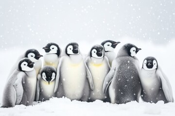 Perfectly Symmetrical Photo: Adorable Penguins Huddled Together In The Snow