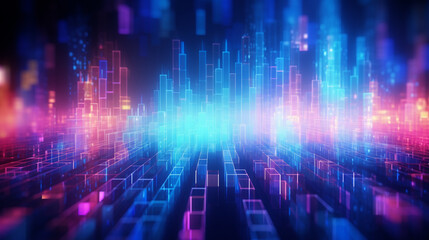 Cyberpunk mesh gradient neon, out of focus with complete gausian blur. Bokeh background.