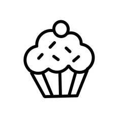 Icons Bakery and dessert with croissant muffin donut pizza sandwich cookies and cakes. bakery symbols set