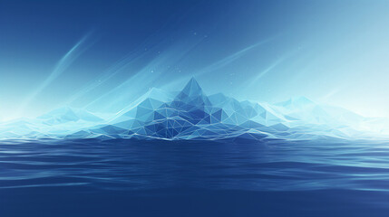 Stylized low poly iceberg floating on a serene sea - obrazy, fototapety, plakaty