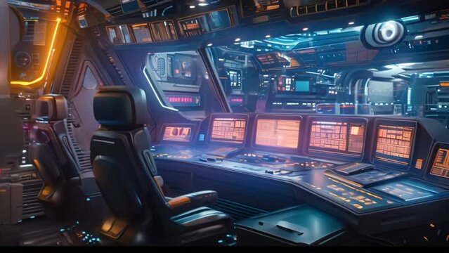 Cybernetic Control Room on a Galactic Cruiser. Generative ai