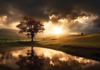 Obraz premium Isolated Beauty: Single Tree in Landscape