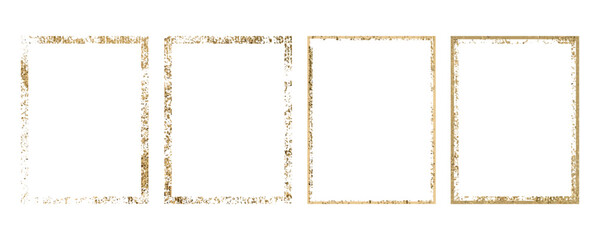 Grunge golden frame on the white background. Luxury vintage border, Label, logo design element. Vector