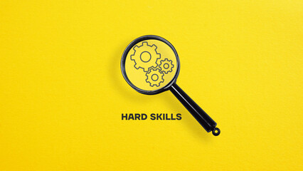 Hard skills are shown on the business photo using the text