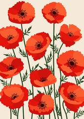 Fototapeta premium poppy flowers background.Eps 10 vector.