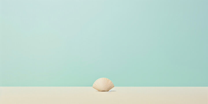 Simple elegance of a single seashell on a clean background for serene design concepts.