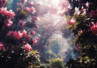 Obraz na płótnie Canvas Tropical Blossom Paradise: Jungle's Floral Splendor