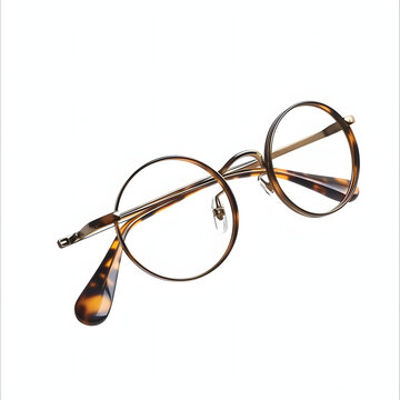 Pair of old-fashioned spectacles isolated on white background, cinematic, png
