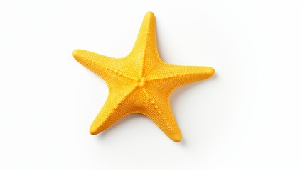 Fototapeta na wymiar Yellow starfish souvenir, handmade decoration, isolated on white background