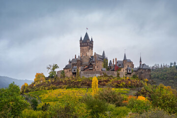 Cochem castle in autumn, Germany. 
