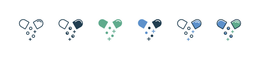 opened medicine pill drug icon set medical capsule vector illustration prescription health care tablet symbol design
