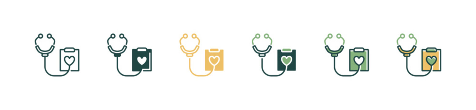 doctor tool stethoscope icon set heartbeat cardiology diagnose report vector illustration heart pulse treatment medical equipment symbol