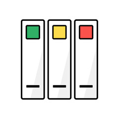 事務に使うファイルのアイコン・イラスト素材 (緑・黄・赤)