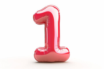 Realistic inflated font 3D render - number "1" . 