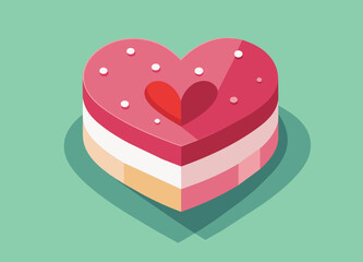 A heart-shaped dessert with intricate sugar art. vektor illustation