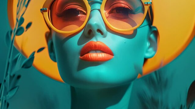 Whimsical Pop Art Woman Portrait in Retro Style. Generative ai
