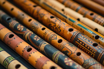 antique flutes from around the world - obrazy, fototapety, plakaty