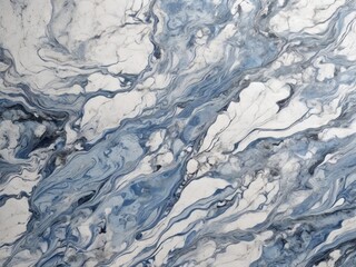 Abstract blue white marbleized stone marble granite texture background panorama banner marbled, seamless pattern. Generated with AI