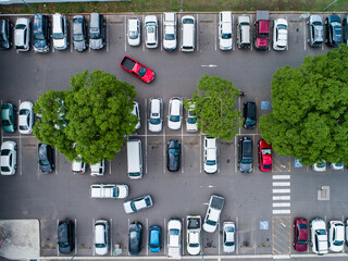 Car park beside shopping center in town