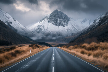 Naklejka premium Road leading up to a mountain.