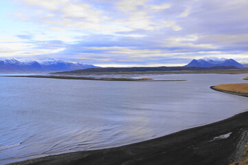 View across Hunafloi Bay from the Vatnsnes peninsula in North West Iceland