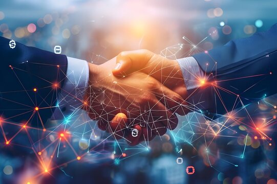 Handshake Between Businessmen In A Blurry Background.