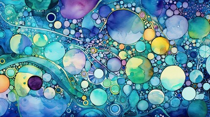 A complex elaborate unbelievably detailed very colorful jewel toned abstract geometric zentangles watercolor and pencil painting with clean smooth brushstrokes and clear bold lines with many layers an