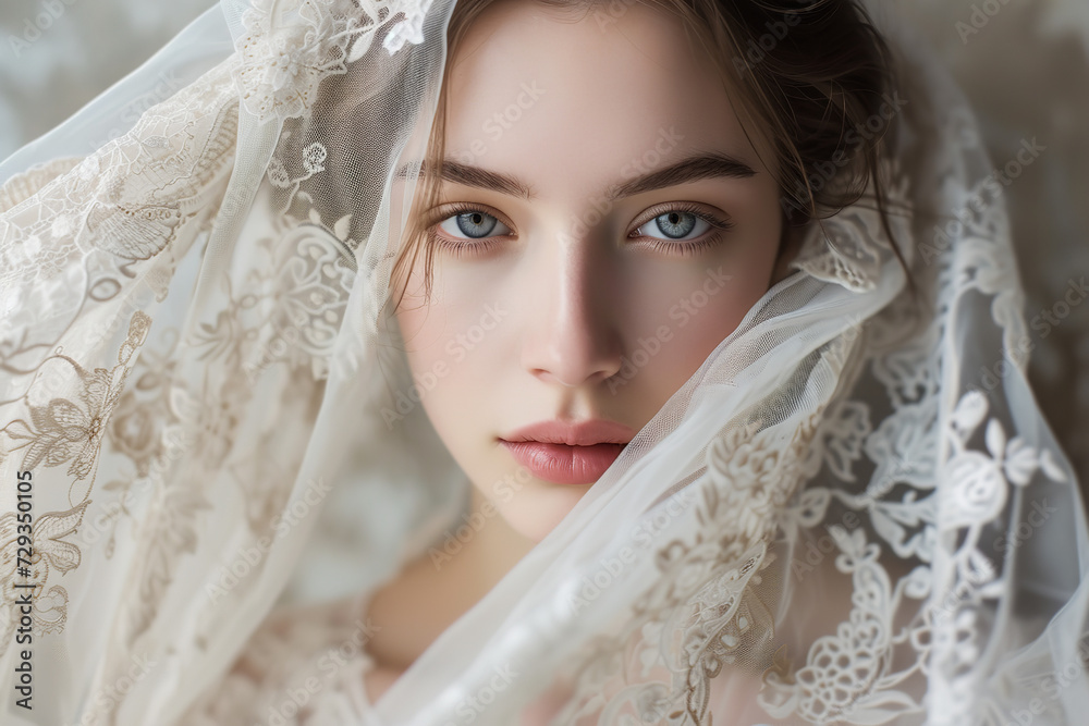 Canvas Prints Bridal collection presenting delicate lace scarves - intricately designed to add an elegant and romantic flair to wedding attire - enhancing the bridal ensemble with grace and sophistication.