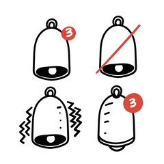 hand drawn doodle notification bell icon illustration vector
