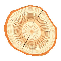 Log cut, tree rings pattern, vector illustration