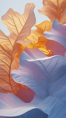 Oak Ripple Serenity: Detailed view of an oak leaf in 3D, wavy and calming, for peaceful imagery.