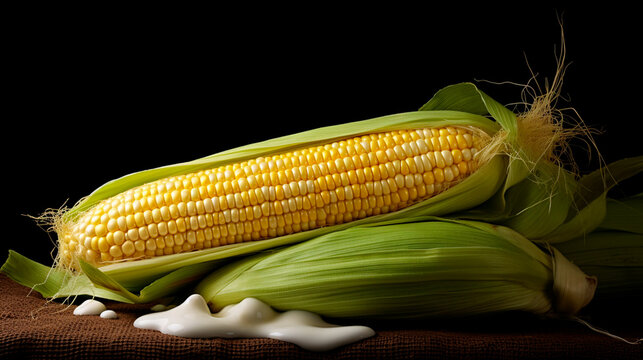 A Bunch Of Corn With Some Yellow Stuff On It