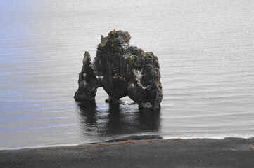 Hvítserkur rock formation - a basalt stack along the eastern shore of the Vatnsnes peninsula in North West Iceland 