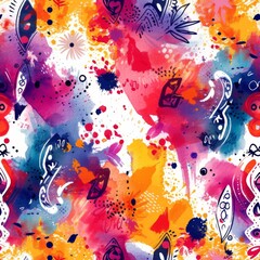 Abstract Latin Carnival Watercolor Pattern. Abstract, watercolor splash pattern with a Latin carnival feel.