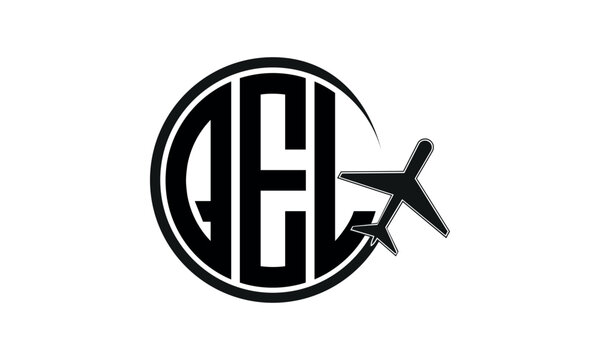 QEL three initial letter circle tour & travel agency logo design vector template. hajj Umrah agency, abstract, wordmark, business, monogram, minimalist, brand, company, flat, tourism agency, tourist