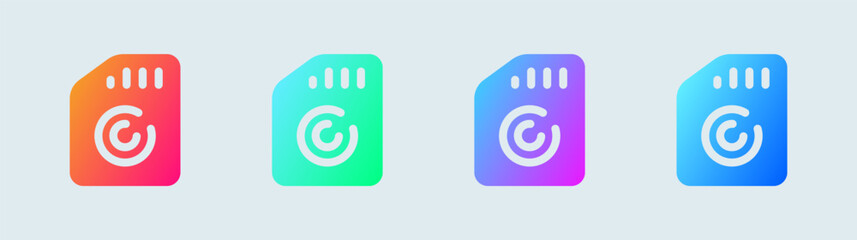 Memory usage solid icon in gradient colors. Storage signs vector illustration.