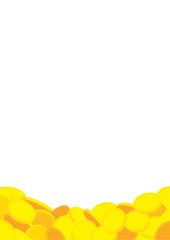 Obraz premium 黄色いコインが積み重なったイラストのフレーム_縦