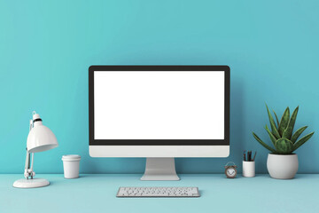 Mock up Desktop computer. Screen device mockup blank monitor. 