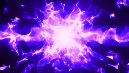 ぶつかり合う、爆発する紫色の炎の背景	