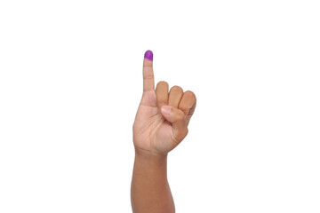 Close up of hand gesture little finger after voting. General elections or Pemilu for the president...