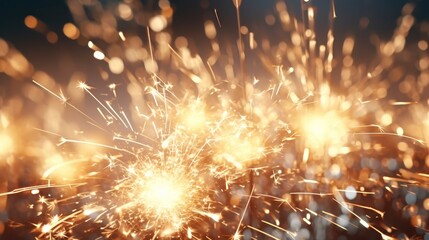 Christmas and New Year party sparkler on bokeh background