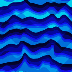 Marine waves lines. Seamless pattern - 729356374