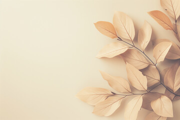 delicate background with a frame of leaves, copy space