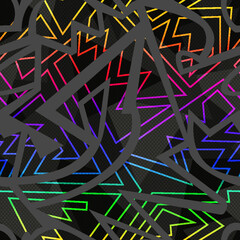 Neon gradient tribal geometric. Seamless pattern - 729357974
