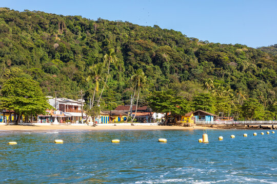 Vila de Abra&atilde;o during a beautiful sunny day. View of the small and rustic village in Ilha Grande, Angra dos Reis.