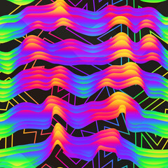Neon wavy pattern. Seamless pattern - 729358167