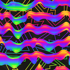 Spectrum colour waves. Seamless pattern - 729358333