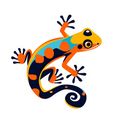 flat logo of vector colorful gecko cartoon vector icon illustration animal nature icon concept isolated premium transparent background png