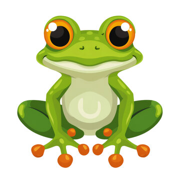 flat logo of vector frog cartoon vector icon illustration animal nature icon concept isolated premium transparent background png