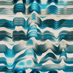 Blue gradient waves. Seamless pattern - 729358550